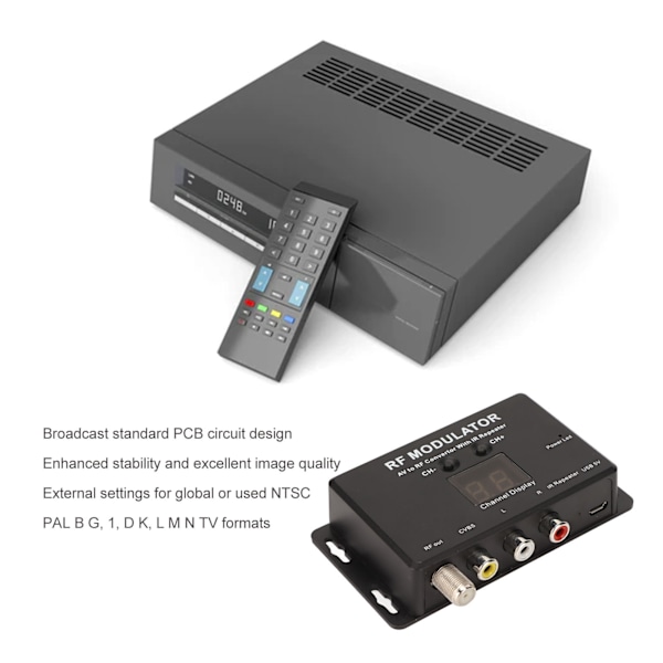 RF Modulator Profesjonell PAL NTSC 21 Kanal AV til RF Konverter for Dekoder DVR DVD
