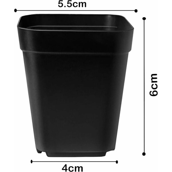 Plantkrukor, 5,5 cm 100 st Barnkammare Krukor, Återanvändbara Plast Kvadratiska Plantkrukor/Plantkrukor/Transplantationskruka/Växande Kruka för Inomhus och Utomhus