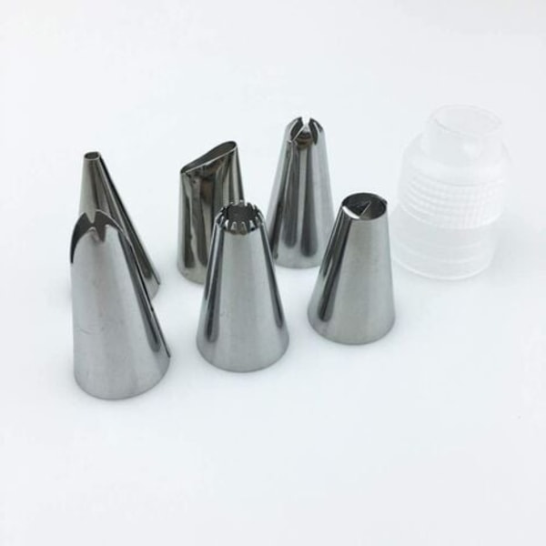 Kakesprøyteposer, 8 deler rustfritt stål DIY-sett, 6 sprøyteposer, 1 konditorpose, 1 kobling, DIY-sett for kakedekorasjon (Blå -1)
