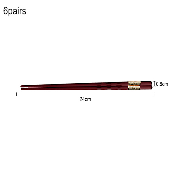 Glassfiber spisepinner, gjenbrukbare legeringsspisepinner, sklisikre spisepinner, gjengede spisepinner - 6 par