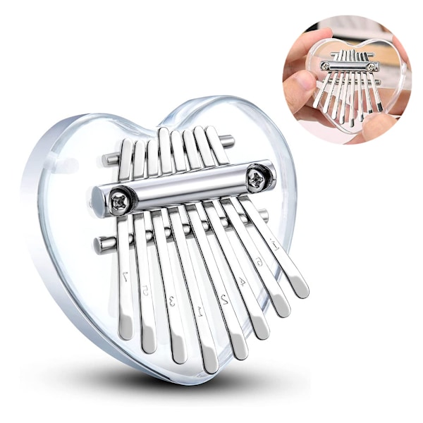 Mini Kalimba Tum Piano 8 Tangenter, Bärbar Akryl Finger Piano för Barn och Vuxna, Fickmusikgåvor för Nybörjare