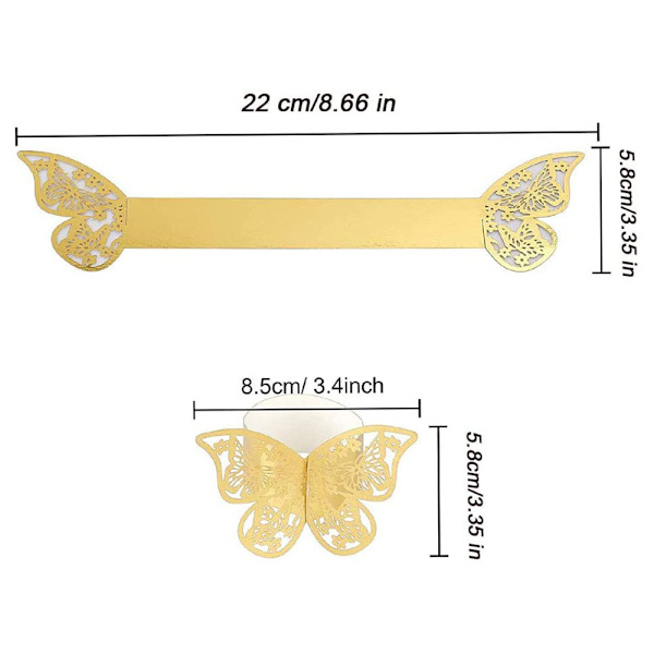 100 st fjärilspapperservettringar bröllop fest servett bordsdekoration restaurang genombruten fjärilspappersring