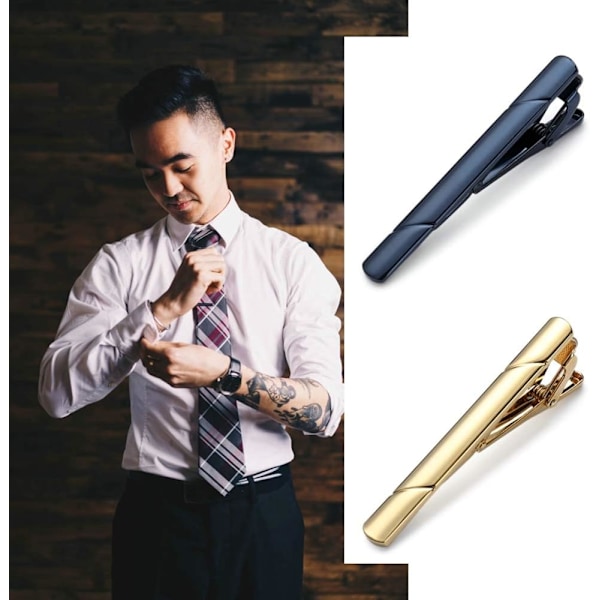 Slips för män, svart guld blå grå silver slipsklämma set för vanliga slipsar, lyxiga presentaskar