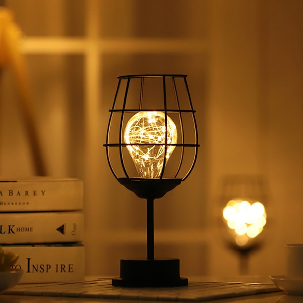 Dekorativ lampe med bur, lampe til soveværelse, køkken, bryllup