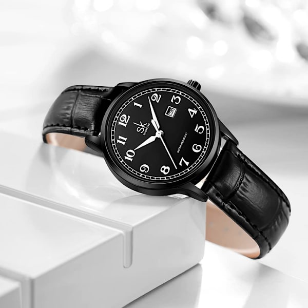 Dam analog kvartsur med läderarmband