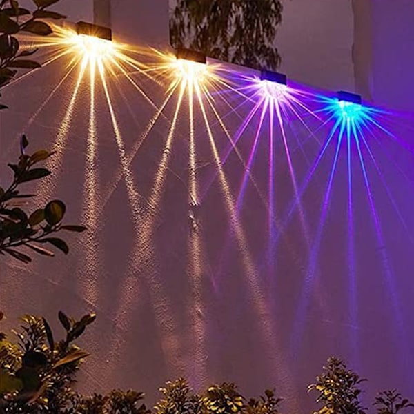 Vanntette Solcellelamper Hagedekorasjon, LED Solcellehagelamper for Terrasse, Hage og Trappetrinn, Solcellelampe med 2 Moduser - Varm Hvit/Fargeskiftende