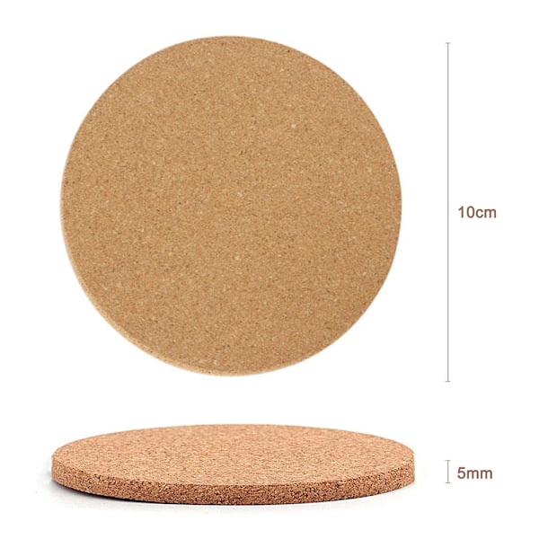 Pyöreät retro lasinaluset, 10 kpl, puukorkkiset lasinaluset, 10 cm, sopivat kotiin, ravintolaan ja toimistoon