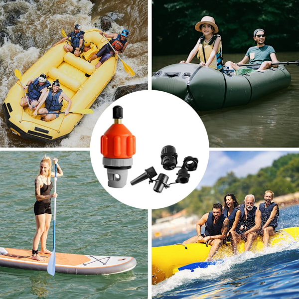 Luftventilsadapter, uppblåsbar båt Sup-pumpadapter med munstycke, multifunktionell Sup-pumpadapter kompressor luftventilsadapter för stand up paddle boa