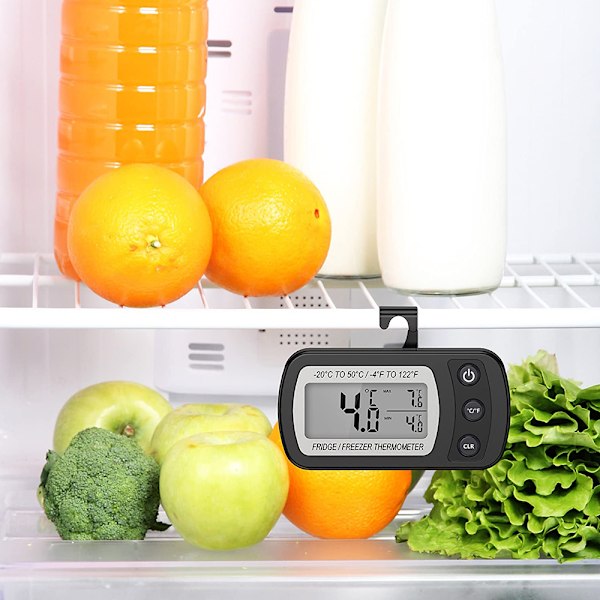 Vandtæt Køleskabstermometer, Digitalt Fryserumstermometer, Max/Min Registreringsfunktion Stor LCD-Skærm og Magnetisk Bagside til Køkken