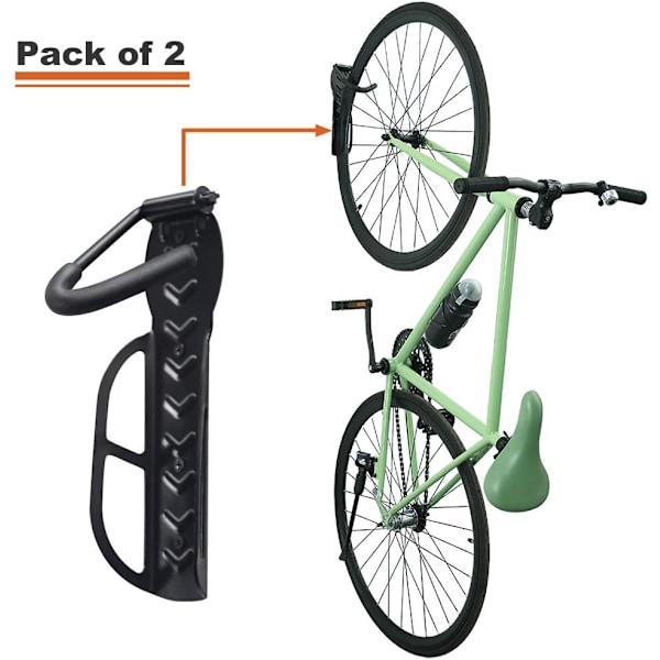 Cykelställ Garage Väggmontering Cyklar 2-Pack Förvaringssystem Vertikal Cykelkrok för Inomhus