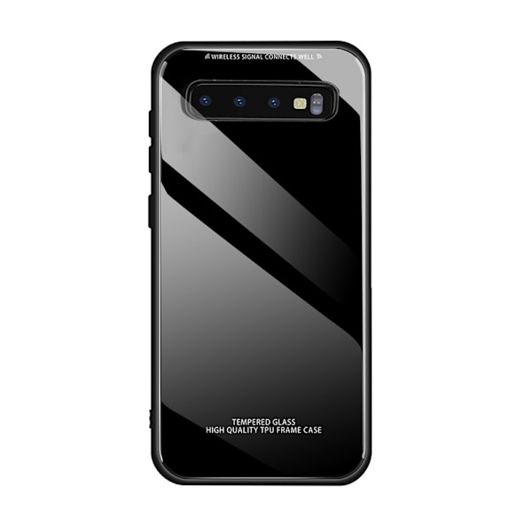 Kompatibel serie med Samsung Galaxy S10 Plus, 9H härdat glas hybrid baksida imiterar S10 Plus glasbaksida reptålig + mjuk