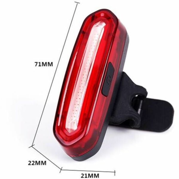 Kraftfull cykelbakljus, uppladdningsbar USB LED-cykellampa med 6 lägen kontinuerligt ljus/blinkande