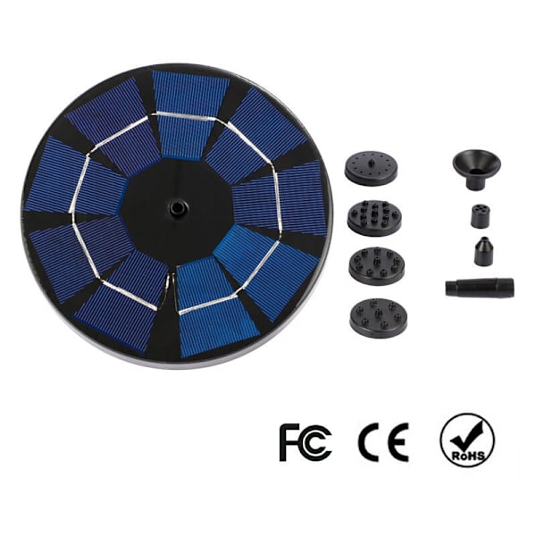 RedBen UG Solarfontene med 3W solcellepanel, innebygd 1200mAh batteri, solcelledam pumpe