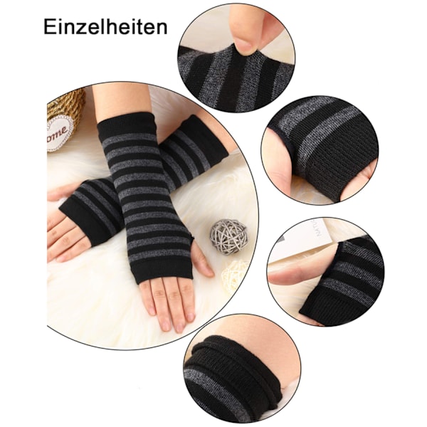 4 Par Fingerløse Håndledsvanter med Tommelfingerhul Varme Unisex Cashmere Vanter