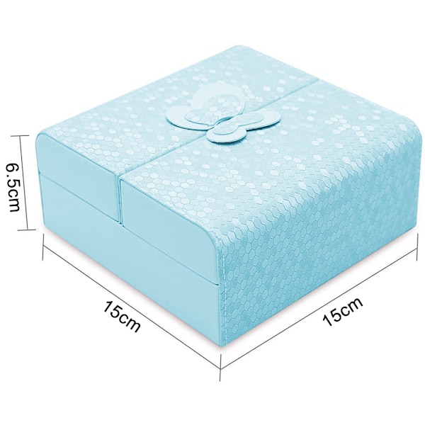 Dobbelt åben lille smykkeæske Smykkeskrin Læderlook Sommerfugl Dekoration Display Opbevaringsorganisator til Ringe Øreringe Halskæde