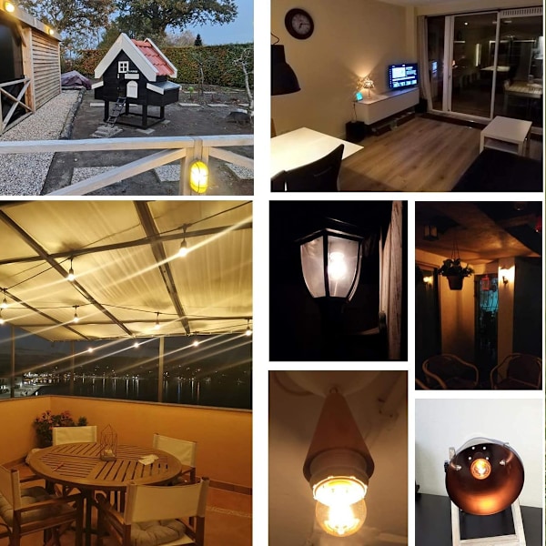 Udskiftningspærer til udendørsbelysning, Mini Globe G40 Filament Lampe E27 LED Edison Pære 2W Varm Hvid 2200K, 6 stk