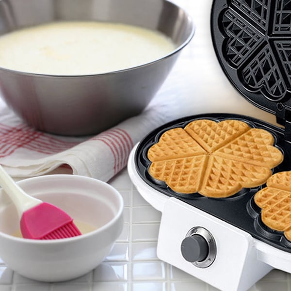 1000 W Vaffeljern til Hjertevafler med Dobbelt Plade Temperaturkontrol Non-stick Belægning Kabelopbevaring