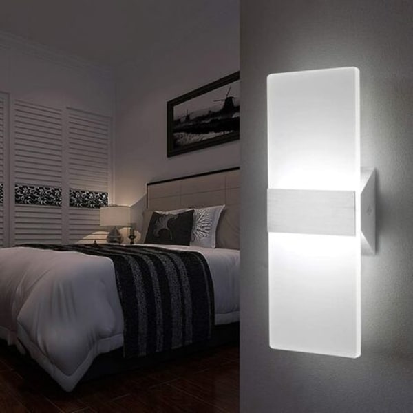 Akryl LED-vägglampa 12w Kallt vitt 6000k Upp- och nedlampa för sovrum Hallway Trappa Badrum Inomhusbelysning Lampor Heminredning Ej dimbar Nej