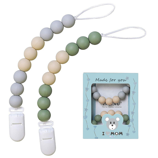Smokkesnor for gutter og jenter, smokkeklyper, silikon bitering, smokkeholder for babyshower, gave