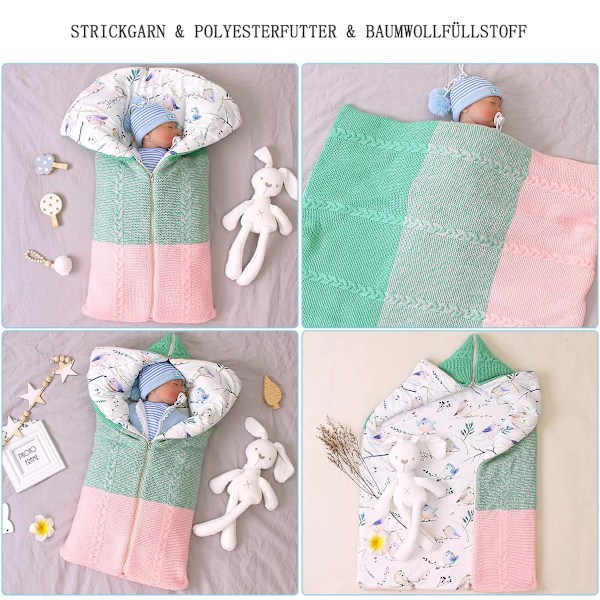 Nyfødt Vognpose Baby Sovepose Svøpe Varmt Vinterteppe Konvolutt Glidelås