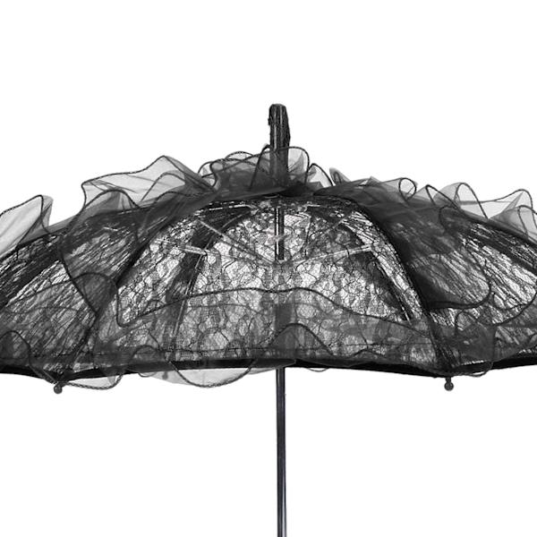 Brude Paraply Bryllup Unik Foldbar Blonde Stof Parasol Paraply Performance Rekvisitter Sort