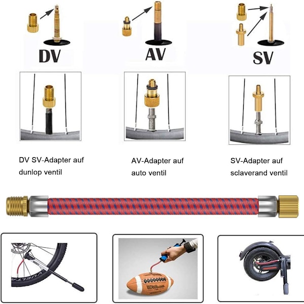 Cykelventiladaptersæt 21-delt cykelventilsæt multifunktionel holdbar ventiladapter til DV SV AV højkvalitets luftpumper og