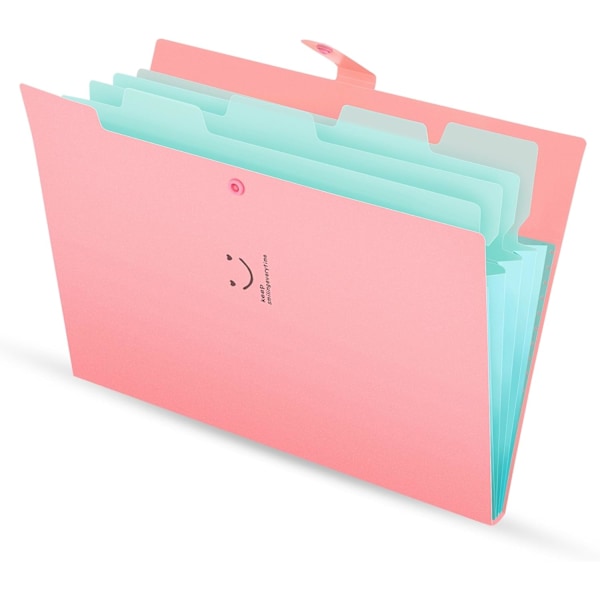Fächermappe 4 Rum A4 Mapper Dokumentmappe PP Udvid Skolemapper dokumenter organizer Pink Cover