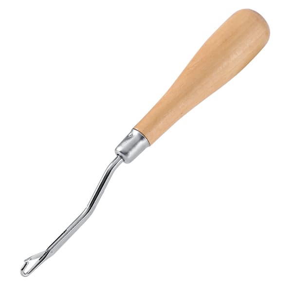 Hæklenål med låsekrog og træhåndtag til håndarbejde/hår extensions