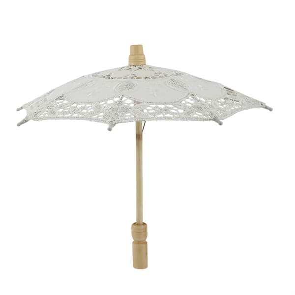 Bröllopsparasoll i spets, handgjort av bomull, broderat, bröllopstillbehör (beige)
