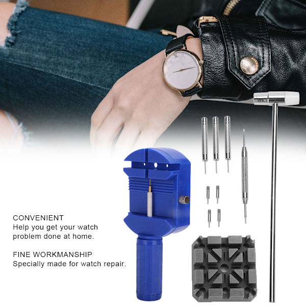 Klockarmband Länk Pin Remover Kit Armband Justerare Klockreparation Verktyg