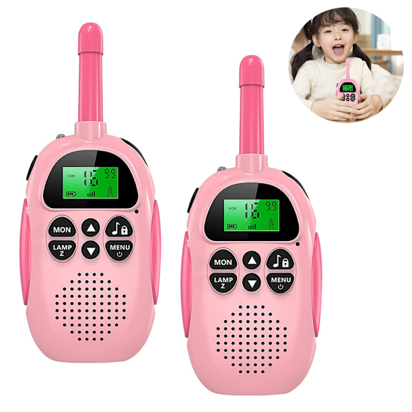 2-pack walkie-talkies för barn, uppladdningsbara - Barnens julklapp eller födelsedagspresent med ficklampa, för utomhusbruk, camping, vandring