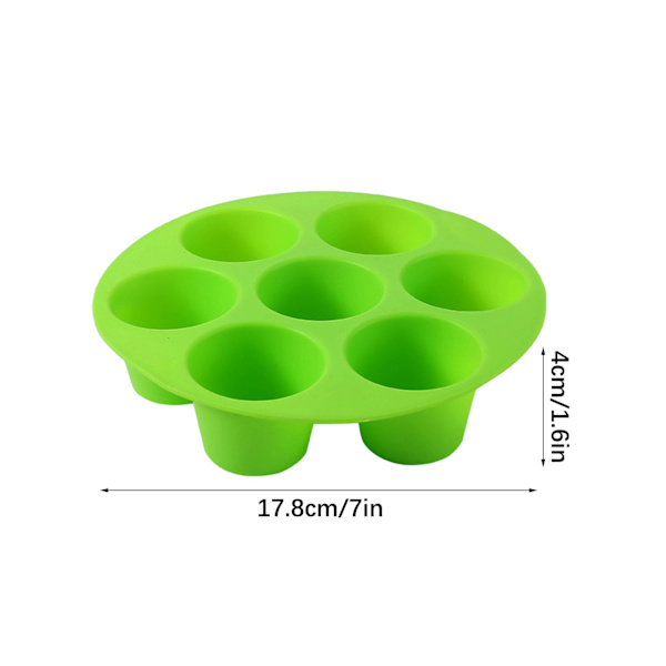 7 Huller Silikon Muffinsform, Airfryer Muffinsforme til Bagning af Cupcakes - Chokoladeform Cupcake Maker (Grøn)