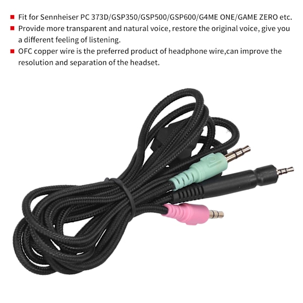 Spillhodetelefonkabel Lydkabel Passer for Sennheiser G4ME ONE/GAME ZERO/PC 373D/ GSP350