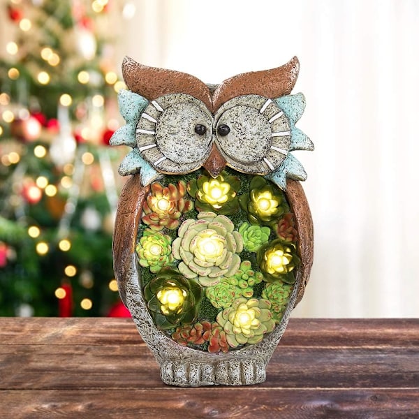 Solcellelampe Snegl Have Dekoration Resin Dyre Statue Solcelledrevet, Lysende Lampe Dyrefigur Udendørs Ornamenter, til Haveindgang Jul Hibou