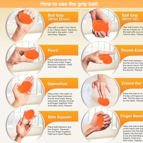 5 st Silikon Handgrepp Boll Handled Träning Styrketräning Massage Greppförstärkare Orange (20 grader) Äggform (Oval)