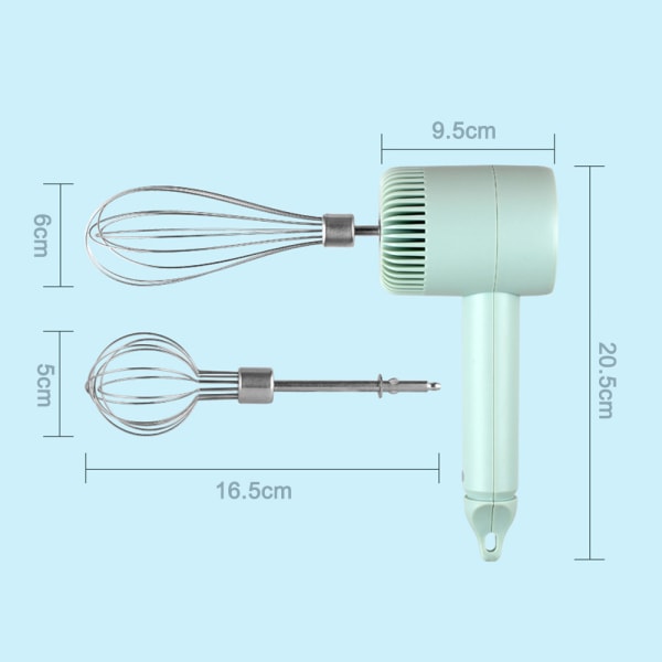 Langaton sähkövatkain, 3-nopeuksinen USB-ladattava käsisekoitin vauvanruoalle, kannettava sähkövispilä johdoton mini käsivatkain munille