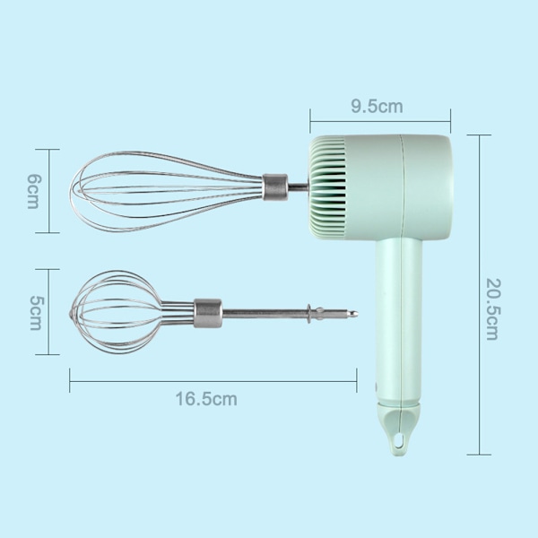 Trådlös elektrisk handmixer, 3-hastighets USB-laddningsbar handmixer för barnmat, bärbar elektrisk visp sladdlös mini handhållen mixer för ägg