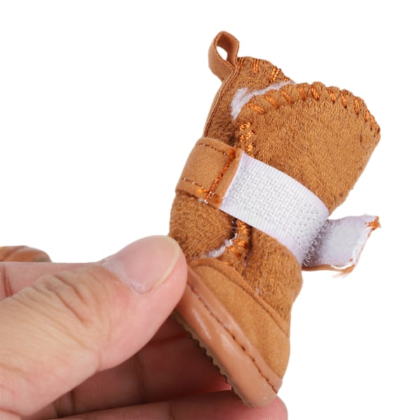Varme vinterstøvler til hunde, skridsikre kæledyrssko, pote beskytter med velcrostrop (Khaki NO. 3)