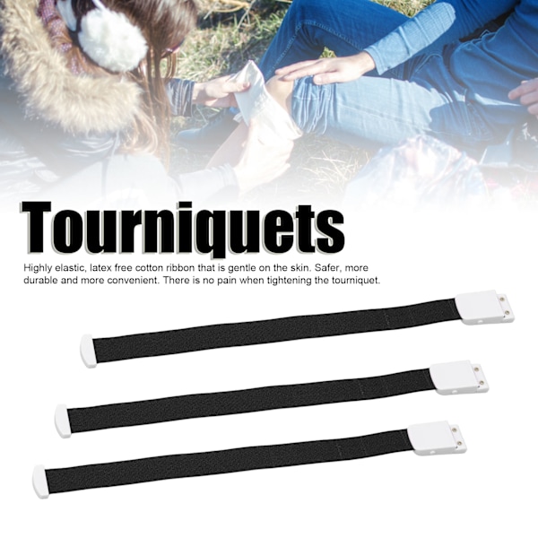 3PCS Tourniquets Nödläges Tourniquet Första Hjälpen Livräddande Hemorragi Kontroll Hög Elasticitet Nöd Tourniquet Svart