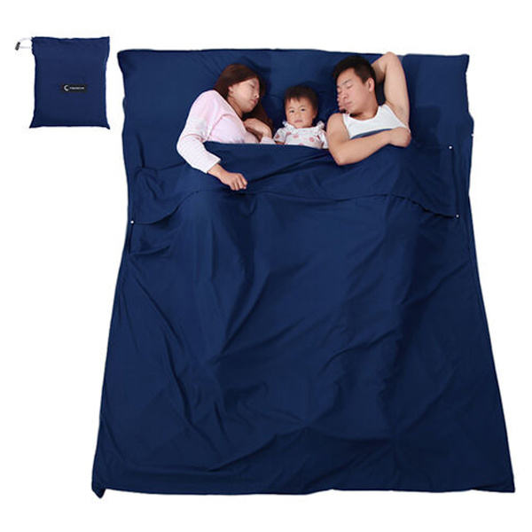 Ultralet snavset rejsesovepose Polyesterstof, måneskinsblå 180 cm X 210 cm - måneskinsblå 180 cm X 210 cm