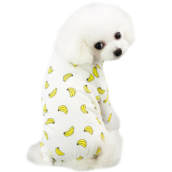 Husdjur söta mönsterkläder Husdjur fyrbenta kläder Hund bananmönster huskläder