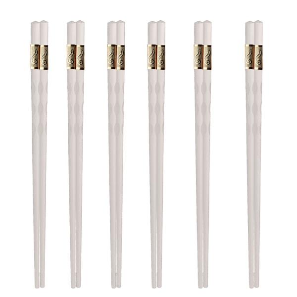 Fiberglas spisepinde, genanvendelige legerings spisepinde skridsikre spisepinde, rillede spisepinde - 6 par