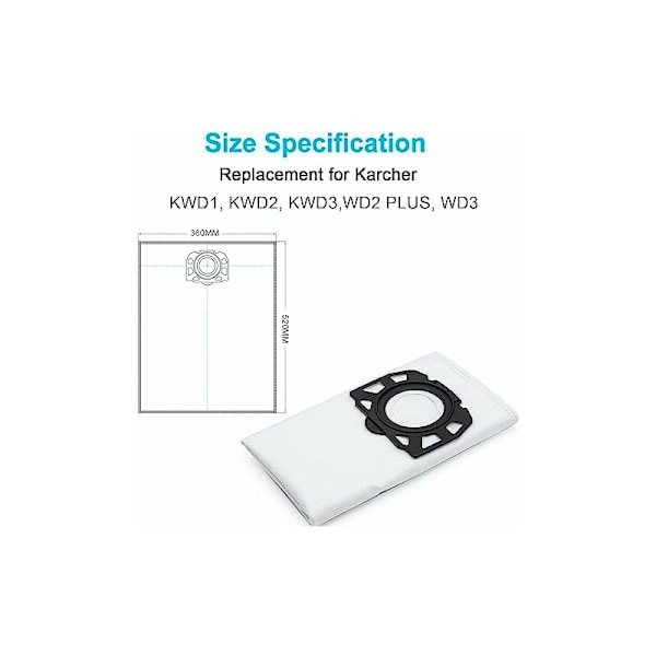 12 støvsugerposer KFI 357 til Kärcher KWD1, KWD2, KWD3, WD2 Plus, WD3, SE 4001, SE 4002, 2.863-006.0