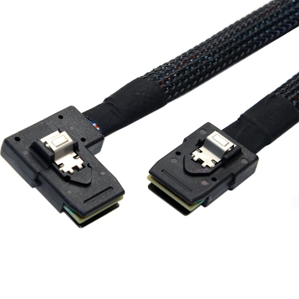 Kabel Intern Mini SAS till Mini SAS Sladd, SFF-8087 till Vänster/Höger Vinkel SFF-8087 Sladd, Kompatibel med RAID eller PCI-Kontroller, 0,8m
