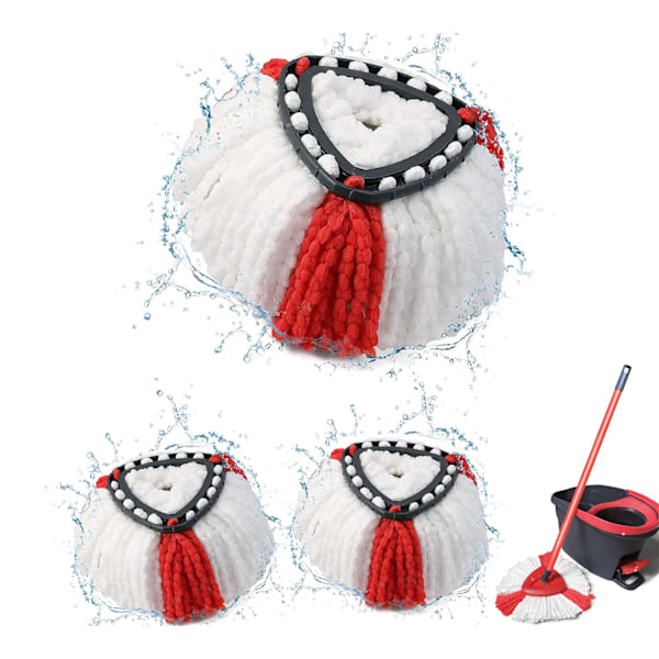 3 stk. moppefyll for moppehoder kompatible med Vileda Turbo EasyWring og Clean - Enkel mikrofibermopp erstatning med frynser for Vileda