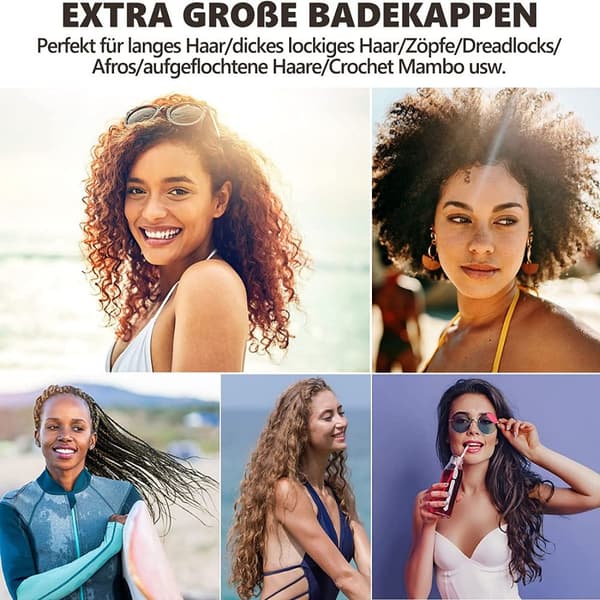 Ekstra Stor Badehette for Langt Hår, Silikon Badehette Voksen