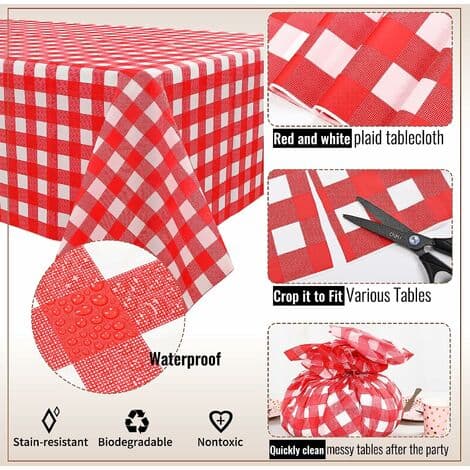 10 pakker Gingham plastikduge borddækker 54