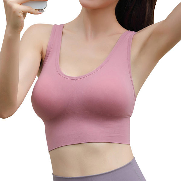 Sport-BH för kvinnor, stötsäker, vacker ryggknapp, ihålig racerback, vadderad yogabhå, gymtränings-BH, crop top