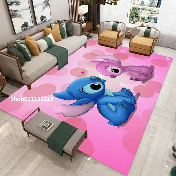 Sød Lilo og Stitch Baby Lege Måtte Skridsikker Baby Kravlemåtte Børn Drenge Piger Voksne Soveværelse Mickey Måtte, 50x80cm, Praktisk HVID