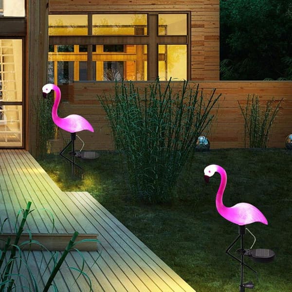 Flamingogræsplæne Solcellelampe, Solcellehavelampe, Udendørs LED-solcellelampe